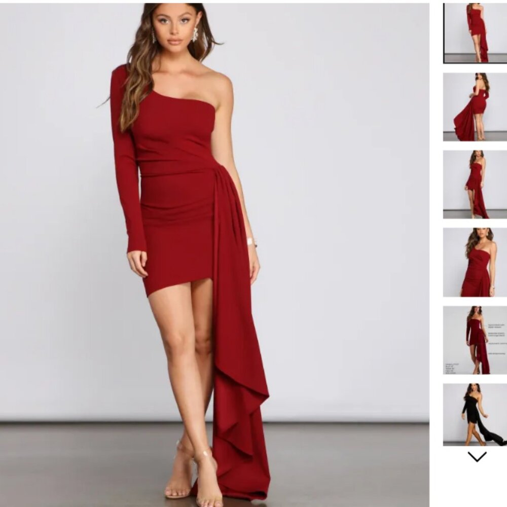 One-Shoulder Asymmetric Mini Dress